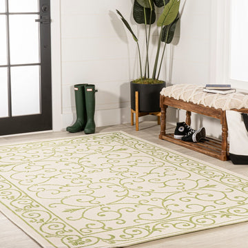 Charleston Vintage Filigree Textured Weave Indoor/outdoor Area Rug